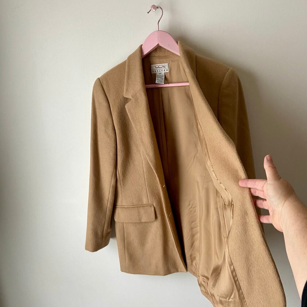 Vintage Talbots 100% Camel Hair Blazer Jacket 90s Minimalist - Picture 3 of 7